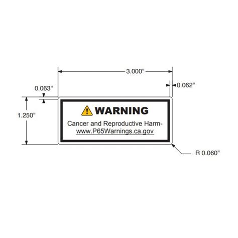 Decal, "WARNING - Cancer and Reproductive Harm" Prop 65 Label | www ...