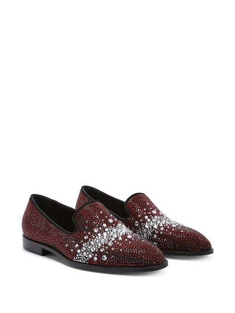 Giuseppe Zanotti Marthinique Crystal Embellished Loafers Red Farfetch