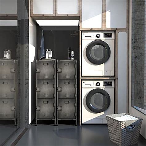 Yizosh Metal Locker With 3 Lockable Doors Industrial Steel Storage