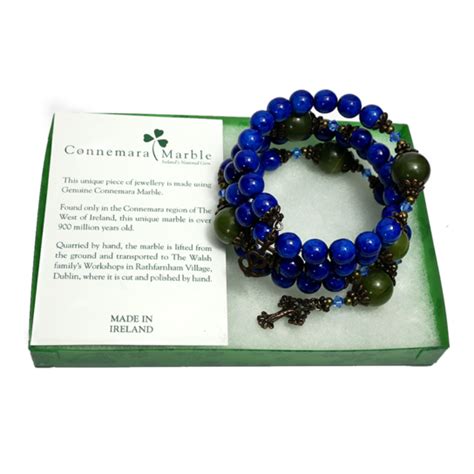 Connemara Marble Coil Rosary Bracelet Lapis Blue