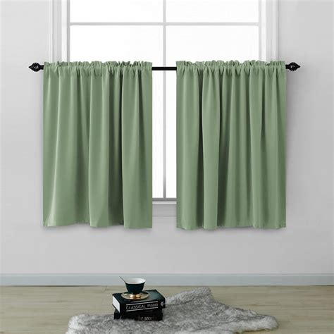 Amazon KOUFALL Sage Green Curtains 24 Inch Length For Bathroom