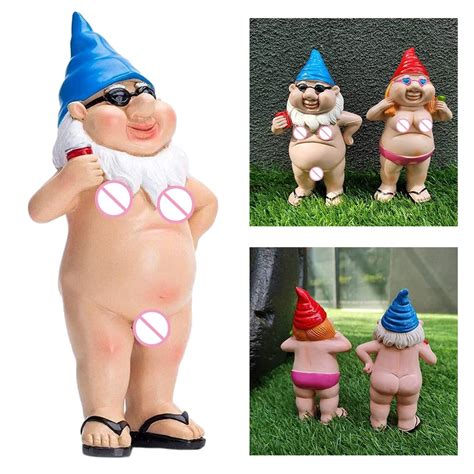 15cm Naughty Garden Naked Gnome Statue Art Decoration Funny Resin Dwarf