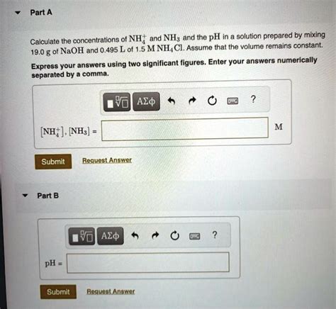 SOLVED Texts Part A Calculate The Concentrations Of NH4 And NH3 And