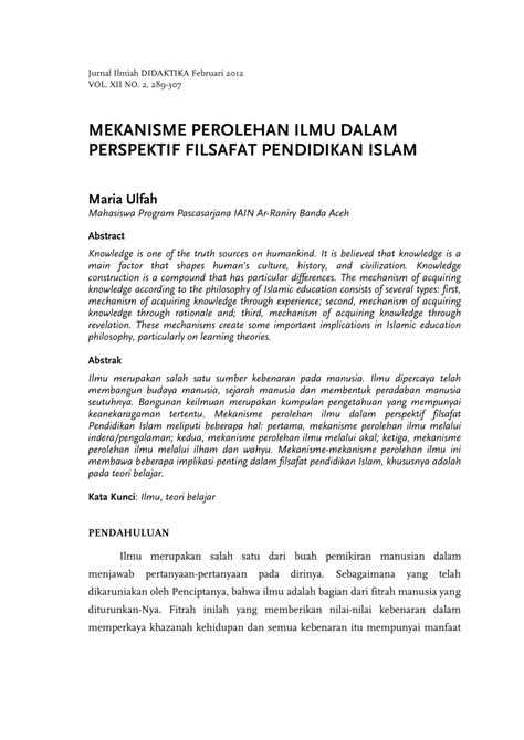 Islam Dan Ilmu Pengetahuan Dalam Perspektif Filosofis Terkait Ilmu