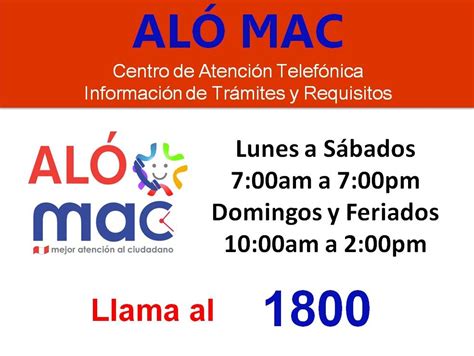 Plataforma MAC Perú on Twitter Horario de atención de Aló Mac 1800