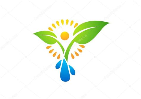 Plant People Water Spring Natural Logo Sun Leaf Botany Ecology Icon