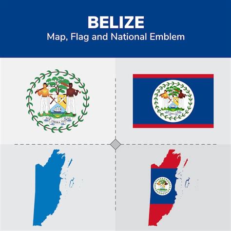 Belize map flag and national emblem | Premium Vector