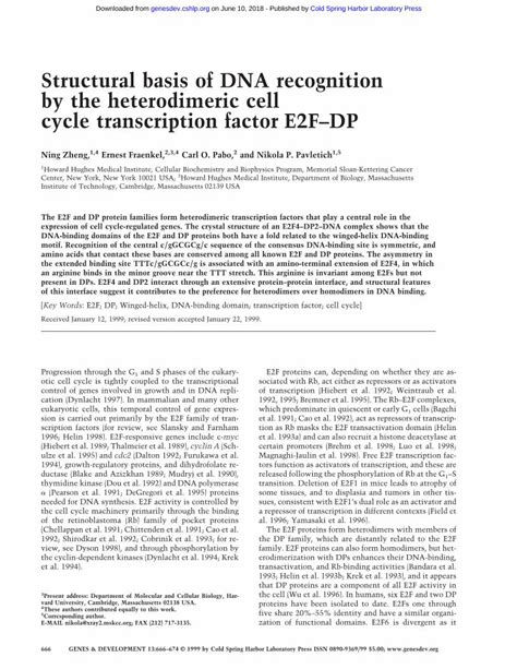 Pdf Structural Basis Of Dna Recognition By The Heterodimeric