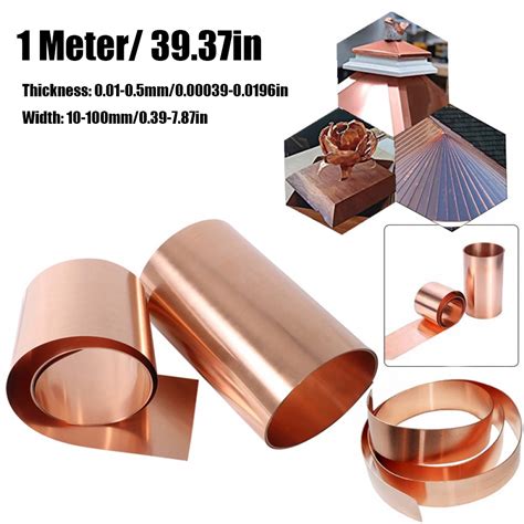 1meter 99 9 Pure Copper Cu Metal Sheet Foil 0 01mm 0 5mm Thickness Copper Sheet Roll Copper