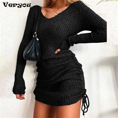 New Autumn Winter Womens Long Sleeve Bodycon Dress Ladies Evening Party