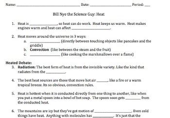 Bill Nye Heat Transfer Worksheet