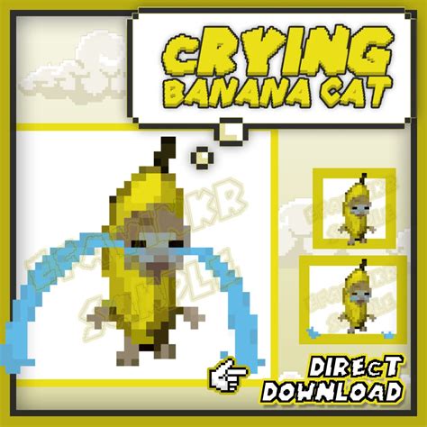 ANIMATED Crying Banana Cat Pixel Art for Twitch Kick Discord Emoticon ...