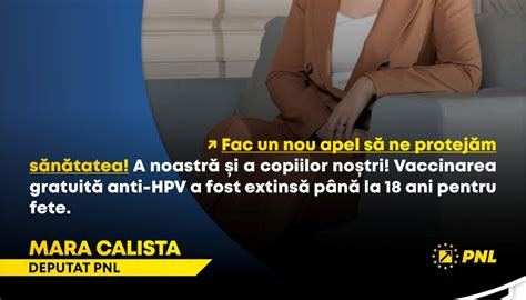 Mara Calista deputat PNL Neamț Vaccinarea gratuită anti HPV a fost