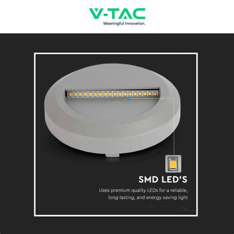 VT 1142 Punto Luce LED SMD 2W A Parete IP65 Grigio V Tac