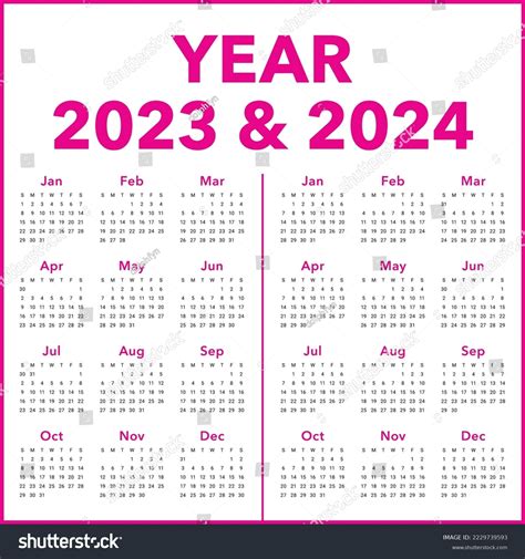 2023 2024 Calendar Year Vector Design Stock Vector (Royalty Free ...