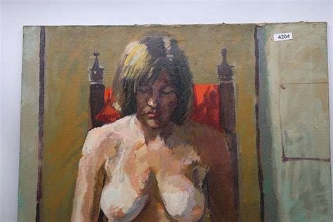 Gerald Fairclough Mcm Oil On Canvas Of Nude Reading Losses Dixon S
