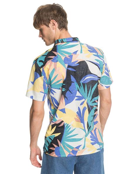 Quiksilver Mens Tropical Short Sleeve Shirt Snow White Trop Surfstitch