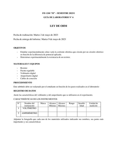 Guía de laboratorio N 6 FIS 1200 M SEMESTRE 2023 GUÍA DE