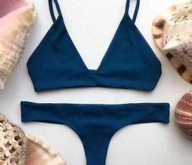 Pure Cute Blue V Neck Two Piece Bikini On Luulla