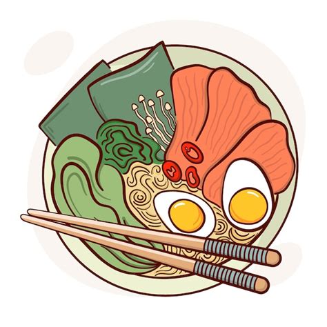 Premium Vector Draw Ramen Soup In A Bowl Vector Illustration Japanese