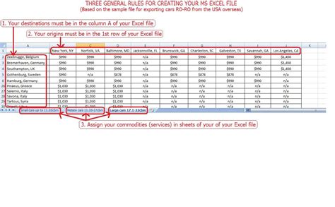 Freight Calculator Excel Template