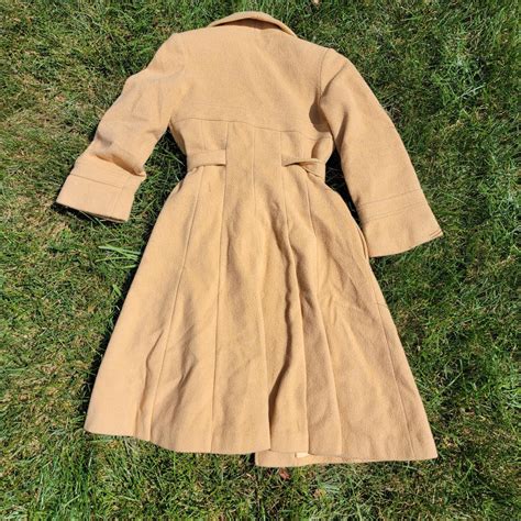 Vintage Retro Tan Long Trench Coat With Built In Depop