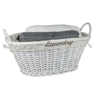 Home Basics Laundry Wicker Basket With Removable Liner, White : Target