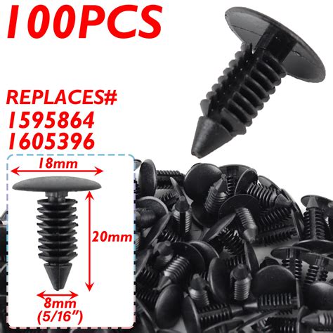 100X 8mm Bumper Clips Auto Car Hole Plastic Rivets Fastener Fender Push