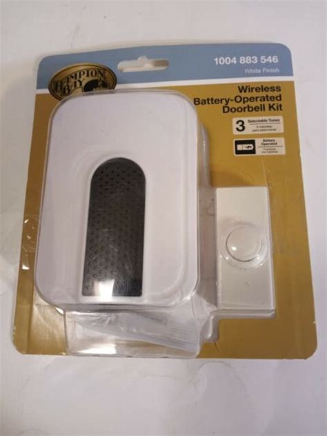 Hampton Bay Wireless Battery Operated Doorbell Kit With 1 Push Button In White For Sale Online