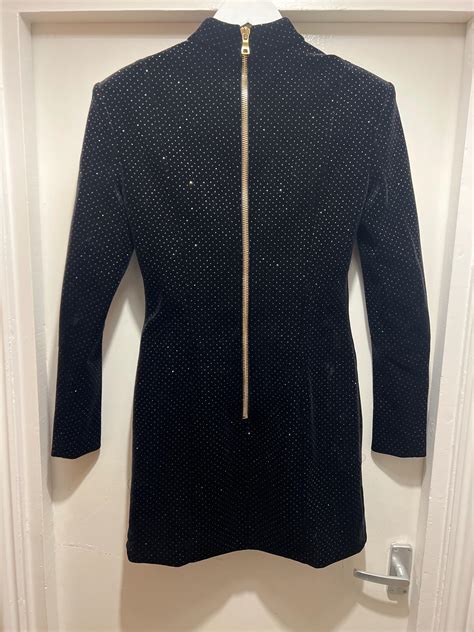 Balmain Black Velvet Embellished Mini Dress With Bow Detail Hardly Ever Worn It