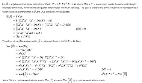 Solved In The Proof For The Gauss Markov Theorem Why Does