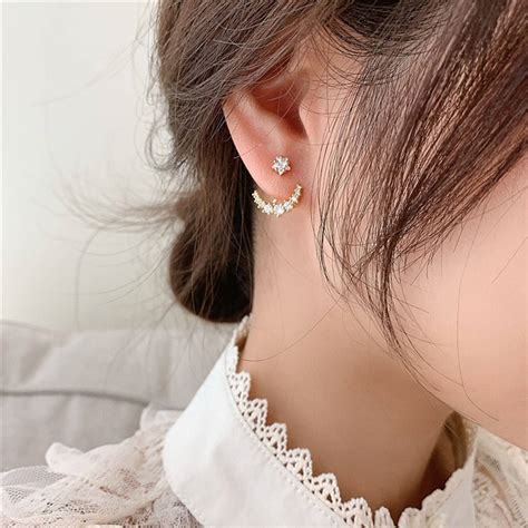 Gold Ear Jacket Crash Landing On You Korean Earrings Korean Etsy