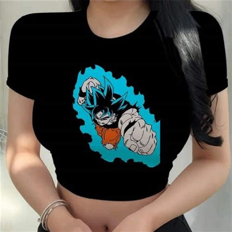 Dragon Ball Z Son Goku Blue Aura Sexy Black Crop Top