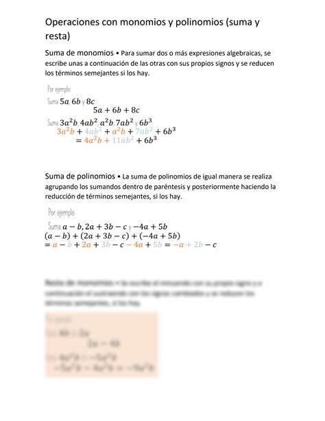 Solution Operaciones Con Monomios Y Polinomios Studypool