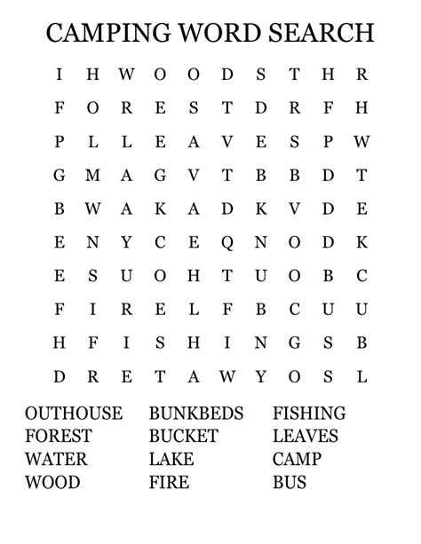 Outdoors Word Search Worksheet24