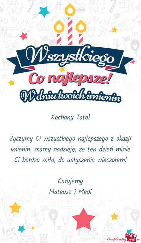 Życzymy Ci wszystkiego najlepszego z okazji imienin mamy nadzieję że