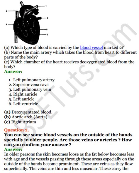 Selina Concise Biology Class 8 Icse Solutions Chapter 6 The Circulatory System Cbse Tuts