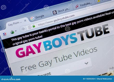 梁赞，俄罗斯 2018年6月05日：gayboystube网站主页个人计算机， Url Gayboystube显示的 Com 编辑类库存图片 图片 包括有 家庭 公司 118355354