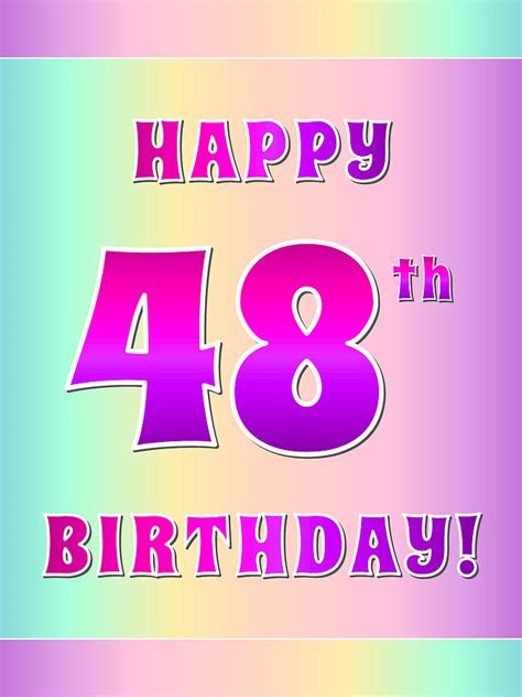 Fun Pink Purple And Pastel Colors Happy 48th Birthday Digital Art By