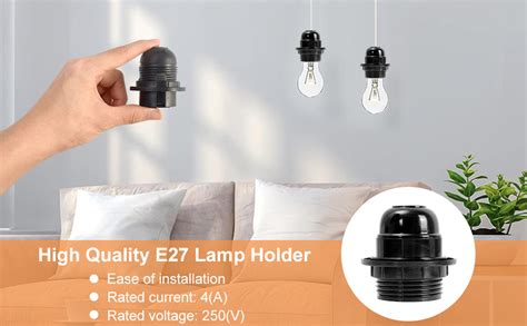 Fiacvrs Edison Screw ES E27 Light Bulb Lamp Holder Pendant Socket Black