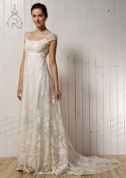 Simple Cap Sleeve Wedding Dress Empire Wedding Dresses Lace Wedding