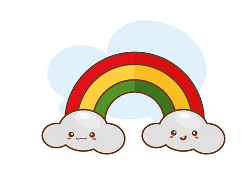 Diseño lindo de la ilustración del vector de las nubes y del arco iris