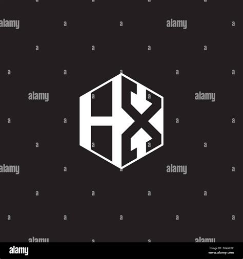 Hx H X Xh Logo Monogram Hexagon With Black Background Negative Space