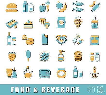 Collection Of Food And Beverage Icons Stock Illustration - Download Image Now - iStock