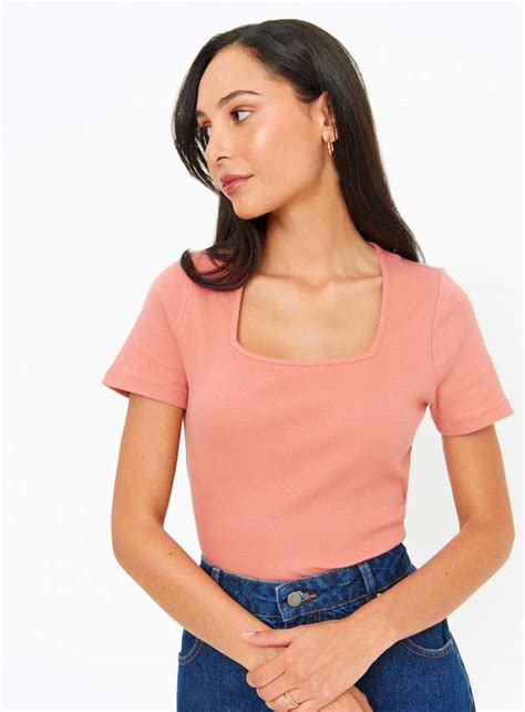 Buy Orange Square Neck Short Sleeve T Shirt 20 T Shirts Tu