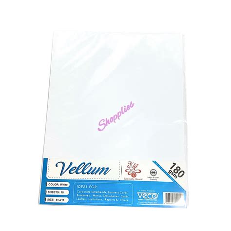 Veco Vellum Board White Gsm S Sheets Per Pack Shopee