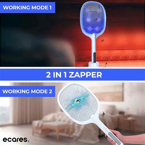 Ecares Electric Bug Zapper Mosquito Swatter Instant Fly Swatter Rechargeable Racket Fly