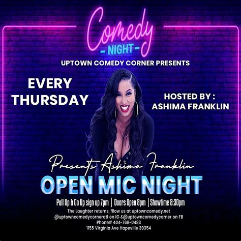 Open Mic Comedy Show Hosted By Ashima Franklin Atlantas Original