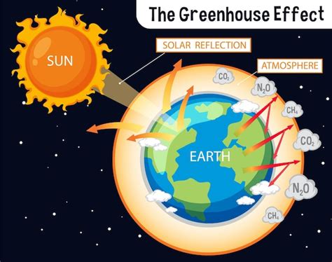 Diagrama Que Muestra El Efecto Invernadero Vector Premium