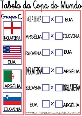 Meus Trabalhos Pedagógicos Tabela da Copa do Mundo Grupo C